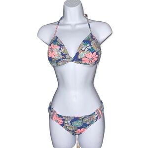 Hobie Blue and Pink Floral Bikini Set